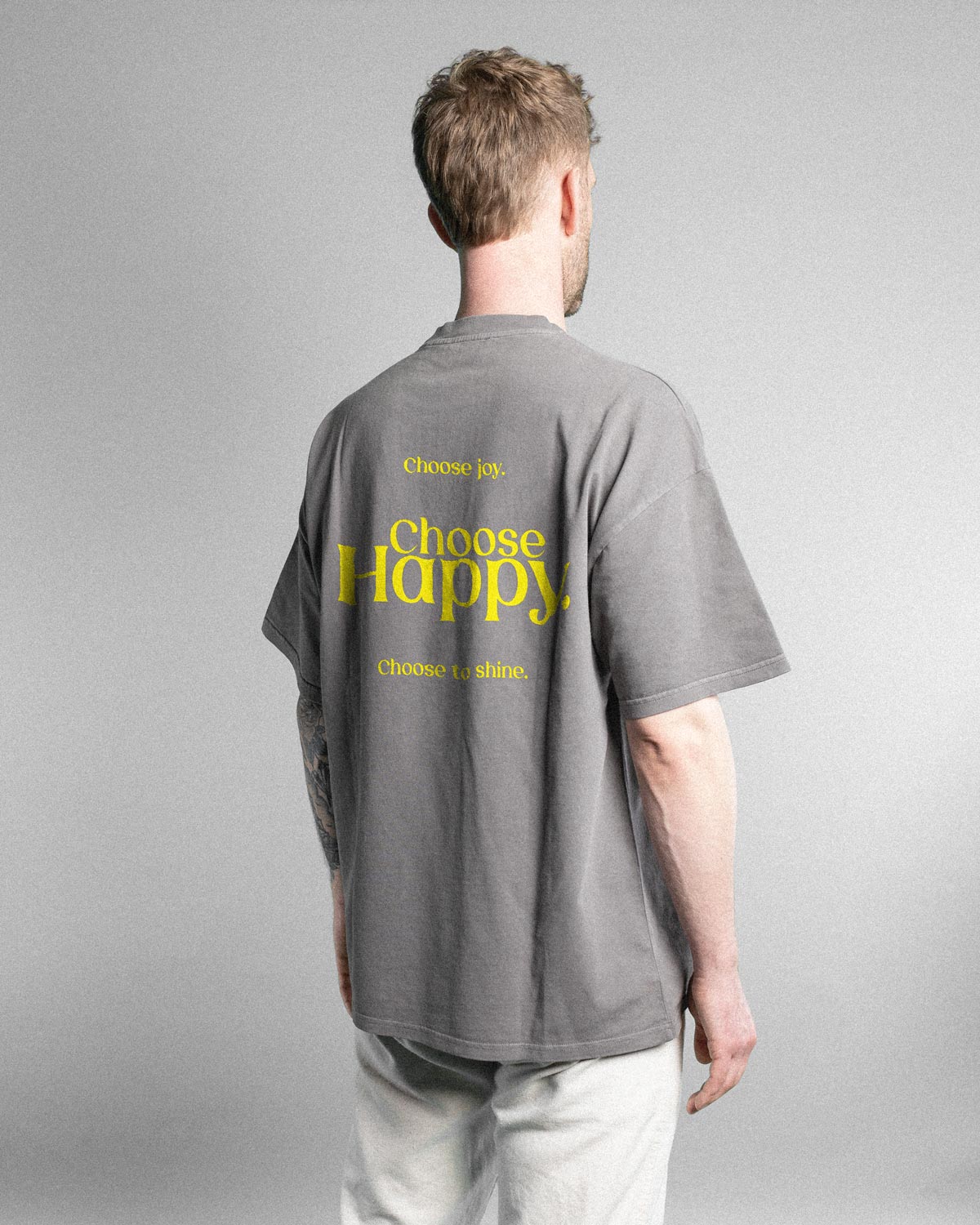 Choose Happy - Oversize Tee, pigment-grey – Bild 2